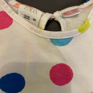 Baby girl zara two piece polka dot shirt set.
